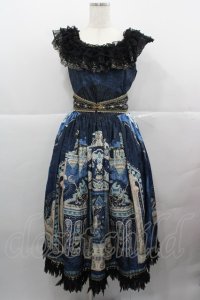 MISS POINT（海外ロリータブランド） / Twilight エジプト風プリントジャンパースカートセット  ネイビーＸ黒 I-25-12-13-103-LO-OP-SA-ZI