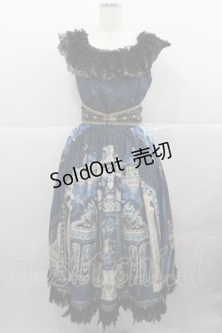 画像1: MISS POINT（海外ロリータブランド） / Twilight エジプト風プリントジャンパースカートセット  ネイビーＸ黒 I-25-12-13-103-LO-OP-SA-ZI