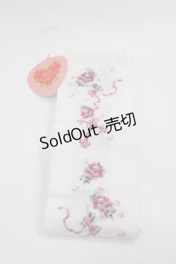 画像1: BABY,THE STARS SHINE BRIGHT / Juno’s Bouquet 乙女の誓い 柄オーバーニーソックス  白 I-25-12-13-011-BA-ZA-SA-ZI