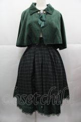 ZeeYe Studio(海外ロリータブランド) / タータンチェックナポレオンジャンパースカート&ケープセット  グリーン I-25-12-13-105-LO-OP-SA-ZI