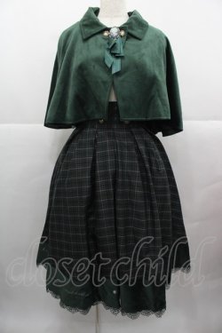 画像1: ZeeYe Studio(海外ロリータブランド) / タータンチェックナポレオンジャンパースカート&ケープセット  グリーン I-25-12-13-105-LO-OP-SA-ZI