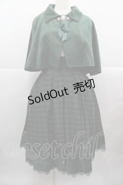 画像1: ZeeYe Studio(海外ロリータブランド) / タータンチェックナポレオンジャンパースカート&ケープセット  グリーン I-25-12-13-105-LO-OP-SA-ZI