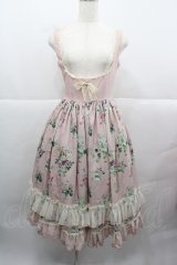 MISS POINT（海外ロリータブランド） / フラワー花瓶柄ジャンパースカート S ピンク I-25-12-13-106-LO-OP-SA-ZI