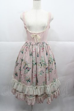 画像1: MISS POINT（海外ロリータブランド） / フラワー花瓶柄ジャンパースカート S ピンク I-25-12-13-106-LO-OP-SA-ZI