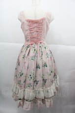 画像2: MISS POINT（海外ロリータブランド） / フラワー花瓶柄ジャンパースカート S ピンク I-25-12-13-106-LO-OP-SA-ZI (2)