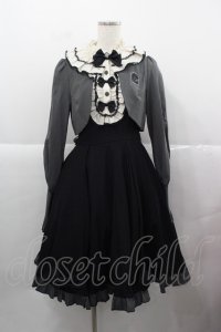 仲夏物語 / ストライプボレロ重ね風ワンピース M 黒Ｘグレー I-25-12-13-107-EL-OP-SA-ZI