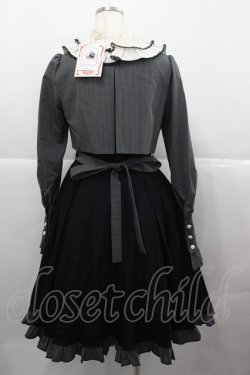 画像2: 仲夏物語 / ストライプボレロ重ね風ワンピース M 黒Ｘグレー I-25-12-13-107-EL-OP-SA-ZI