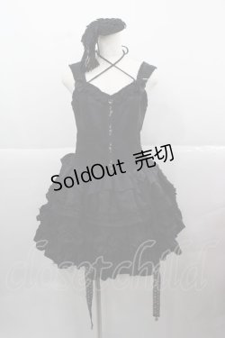 画像1: HORY HITOMI(海外ロリータブランド) / 薔薇モチーフジャンパースカートセット  黒 I-25-12-13-108-LO-OP-SA-ZI