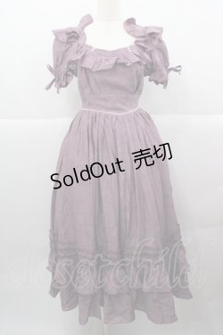 画像1: BITTERSWEET(海外ロリータブランド) / ウエストパール半袖ワンピース S パープルＸ白 I-25-12-13-109-LO-OP-SA-ZI