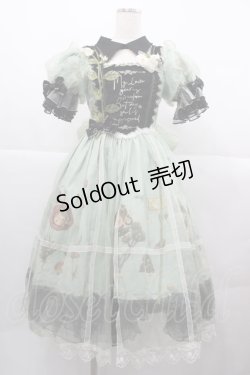 画像1: Reddit(海外ロリータブランド) / Dollフラワー柄半袖ワンピースセット S 緑ｘ黒 I-25-12-13-110-LO-OP-SA-ZI