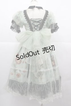 画像2: Reddit(海外ロリータブランド) / Dollフラワー柄半袖ワンピースセット S 緑ｘ黒 I-25-12-13-110-LO-OP-SA-ZI