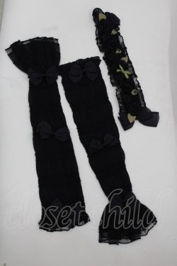 画像3: Reddit(海外ロリータブランド) / Dollフラワー柄半袖ワンピースセット S 緑ｘ黒 I-25-12-13-110-LO-OP-SA-ZI