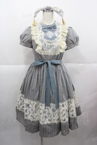 仲夏物語 / ストライプレースハイウエストワンピース S 青Ｘ生成り I-25-12-13-111-EL-OP-SA-ZI