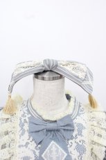 画像2: 仲夏物語 / ストライプレースハイウエストワンピース S 青Ｘ生成り I-25-12-13-111-EL-OP-SA-ZI (2)