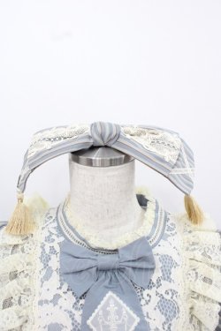 画像2: 仲夏物語 / ストライプレースハイウエストワンピース S 青Ｘ生成り I-25-12-13-111-EL-OP-SA-ZI