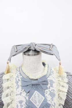 画像3: 仲夏物語 / ストライプレースハイウエストワンピース S 青Ｘ生成り I-25-12-13-111-EL-OP-SA-ZI