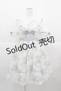 Cel(海外ロリータブランド) / こねこ&ブーケ総柄半袖ワンピース M サックス I-25-12-13-112-LO-OP-SA-ZI