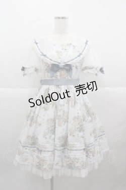 画像1: Cel(海外ロリータブランド) / こねこ&ブーケ総柄半袖ワンピース M サックス I-25-12-13-112-LO-OP-SA-ZI