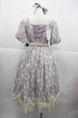 画像3: MISS POINT（海外ロリータブランド） / チューリップ総柄半袖ワンピース&リボンカチューシャセット M ラベンダーＸグリーン I-25-12-13-114-LO-OP-SA-ZI (3)