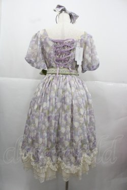 画像3: MISS POINT（海外ロリータブランド） / チューリップ総柄半袖ワンピース&リボンカチューシャセット M ラベンダーＸグリーン I-25-12-13-114-LO-OP-SA-ZI
