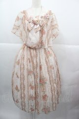 小熊星球(海外ロリータブランド) / 薔薇縦柄ジャンパースカート&ケープセット M ピンク I-25-12-13-115-LO-OP-SA-ZI