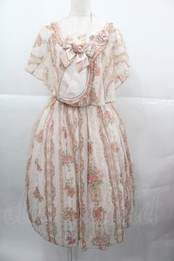 画像1: 小熊星球(海外ロリータブランド) / 薔薇縦柄ジャンパースカート&ケープセット M ピンク I-25-12-13-115-LO-OP-SA-ZI
