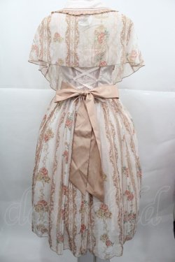 画像2: 小熊星球(海外ロリータブランド) / 薔薇縦柄ジャンパースカート&ケープセット M ピンク I-25-12-13-115-LO-OP-SA-ZI