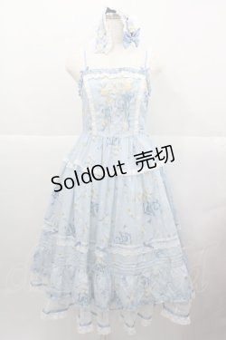 画像1: MOONRIVER(海外ロリータブランド) / リボン格子ローズ柄ワンピースセット M アイボリーＸ青Ｘパープル I-25-12-13-118-LO-OP-SA-ZI