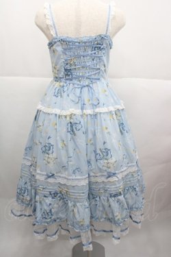 画像3: MOONRIVER(海外ロリータブランド) / リボン格子ローズ柄ワンピースセット M アイボリーＸ青Ｘパープル I-25-12-13-118-LO-OP-SA-ZI