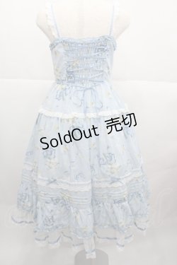 画像3: MOONRIVER(海外ロリータブランド) / リボン格子ローズ柄ワンピースセット M アイボリーＸ青Ｘパープル I-25-12-13-118-LO-OP-SA-ZI