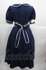 画像2: Bittersweet（海外ロリータブランド） / リボン半袖ワンピース S ネイビーＸ白 I-25-12-13-119-LO-OP-SA-ZI (2)