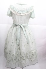画像2: 仲夏物語 / 鈴蘭リボン刺繍半袖ワンピース S グリーン I-25-12-13-121-EL-OP-SA-ZI (2)