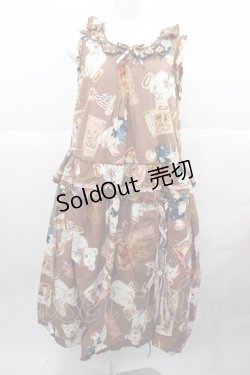 画像1: PINK HOUSE / TEDDY'S MEMORIESミディワンピース  ブラウン I-25-12-13-125-LO-OP-SA-ZI