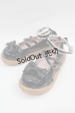 画像1: 海外ロリータブランド / 鈴ねこリボンシューズ  黒 I-25-12-13-002-LO-SH-SA-ZI