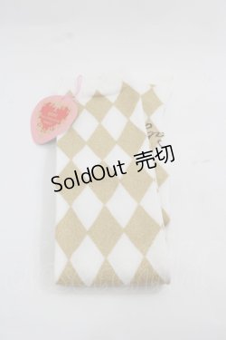 画像1: BABY,THE STARS SHINE BRIGHT / BABYダイヤ柄ラメオーバーニーソックス  白Ｘゴールド I-25-12-13-019-BA-AC-SA-ZI