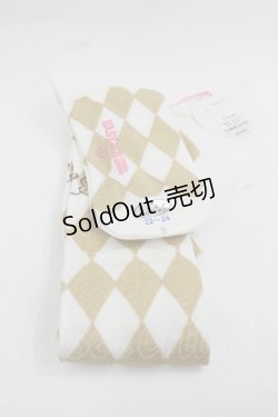 画像2: BABY,THE STARS SHINE BRIGHT / BABYダイヤ柄ラメオーバーニーソックス  白Ｘゴールド I-25-12-13-019-BA-AC-SA-ZI