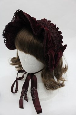 画像1: axes femme kawaii / ベルベットドールハーフボンネット  ワイン I-25-12-13-023-AX-AC-SA-ZI