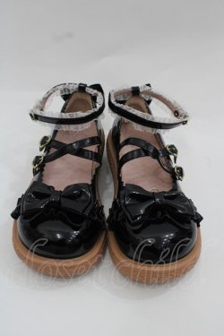 画像2: 海外ロリータブランド / 鈴ねこリボンシューズ  黒 I-25-12-13-002-LO-SH-SA-ZI