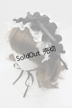画像1: MARBLE / レースフリルヘッドドレス  黒Ｘ白 I-25-12-13-024-GO-AC-SA-ZI