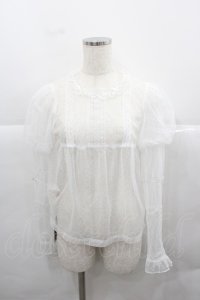 Little Dipper（海外ロリータブランド） / ドットシースルートップス S 白 I-25-12-13-038-LO-TO-SA-ZI