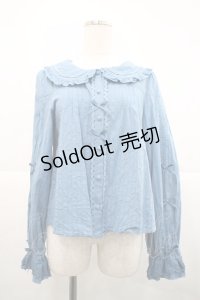 Alice Girl / ストライプ地リボン長袖ブラウス  青 I-25-12-18-001-EL-BL-SA-ZI