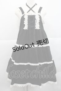 BABY,THE STARS SHINE BRIGHT / からみ3段ティアードジャンパースカート  黒Ｘ白 I-25-12-18-047-BA-OP-SA-ZI