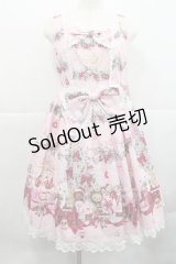 BABY,THE STARS SHINE BRIGHT / くみゃちゃんたちのChristmas Holly Night 柄 リボンジャンパースカート  ピンク I-25-12-18-049-BA-OP-SA-ZI