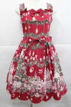 画像1: BABY,THE STARS SHINE BRIGHT / くみゃちゃんたちのChristmas Holly Nightスカラップジャンパースカート  エンジ I-25-12-18-050-BA-OP-SA-ZI