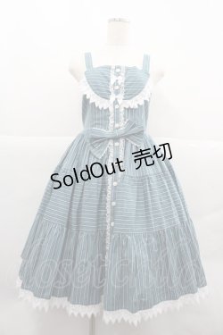 画像1: ALICE and the PIRATES / ドビーストライプティアードジャンパースカート  グリーン I-25-12-18-065-PA-OP-SA-ZI