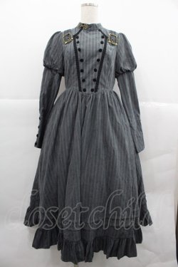 画像1: With Puji / 肩ベルトストライプハイネックワンピース M グレー I-25-12-18-070-EL-OP-SA-ZI