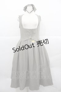 Forest Wardrobe 森林衣樹(海外ロリータブランド) / ストライプ地ジャンパースカート&リボンカチューシャセット  グレー I-25-12-18-071-LO-OP-SA-ZI