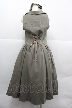 画像2: Forest Wardrobe 森林衣樹(海外ロリータブランド) / ストライプ地ジャンパースカート&リボンカチューシャセット  グレー I-25-12-18-071-LO-OP-SA-ZI