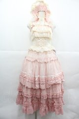 Mademoiselle Pearl（海外ロリータブランド） / 2段フリルキャミビスチェ&グラデスカートセット  ピンクベージュ I-25-12-18-072-LO-TO-SA-ZI