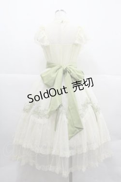 画像2: Mademoiselle Pearl（海外ロリータブランド） / 鈴蘭刺繍フラワーチュールジャンパースカート  アイボリーＸグリーン I-25-12-18-073-LO-TO-SA-ZI